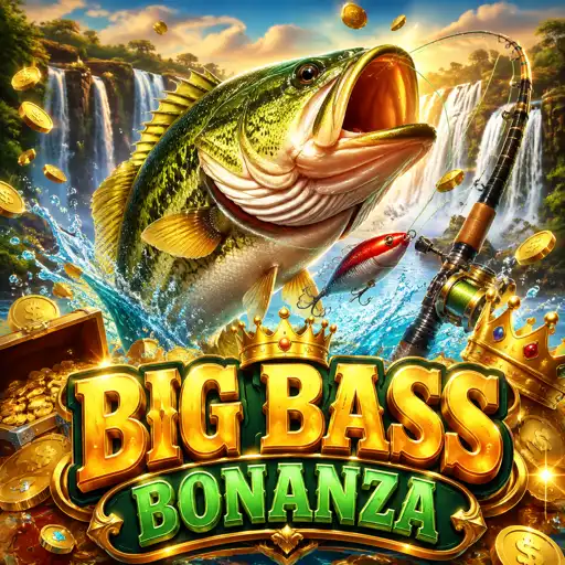Pescador e peixe bass na tela da slot Big Bass Bonanza